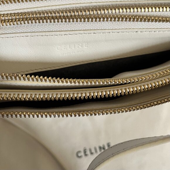 Céline Large Trio Crossbody Bag in White Lambskin - Picture 14 of 16